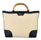 Stylish Personalized Bamboo Handle Women′s Woven Fabric Handbag