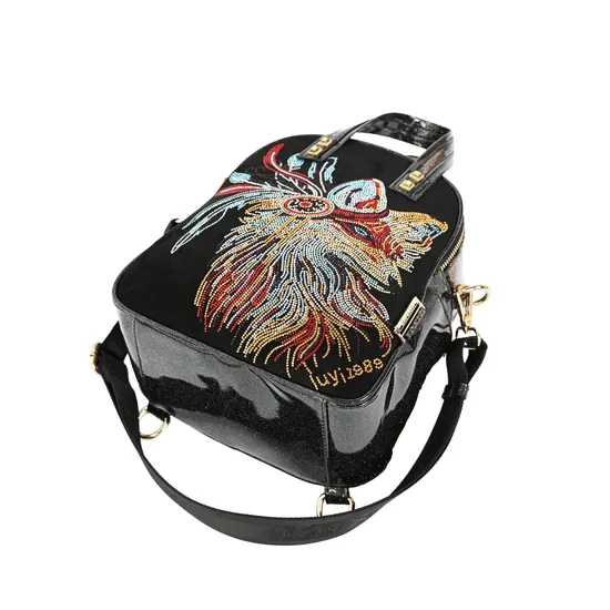 Stylish Black PU Women′s Backpack Tote with Adorable Fox Design