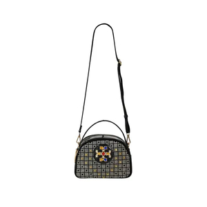 Chic Black Single-Shoulder Handbag with Sparkling Gemstone Accents