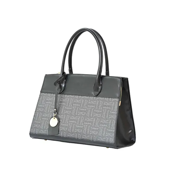off-Black Spliced Women′ S Tote Handbag with a Clean Design