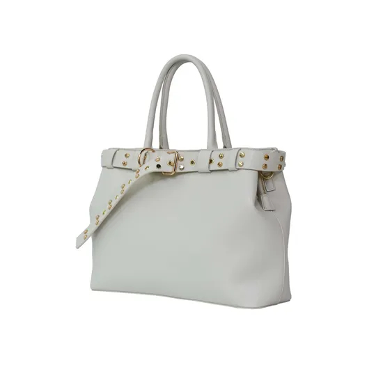 Chic White PU Tote Handbag for Women - Stylish Everyday Essential