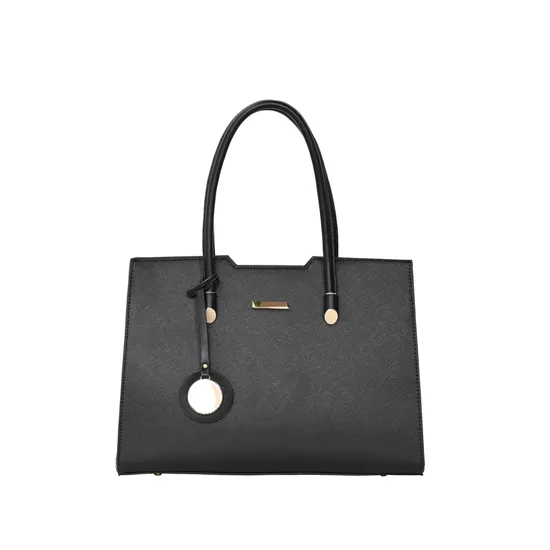 Elegant Black PU Leather Tote Bag with Minimalist′s Dream