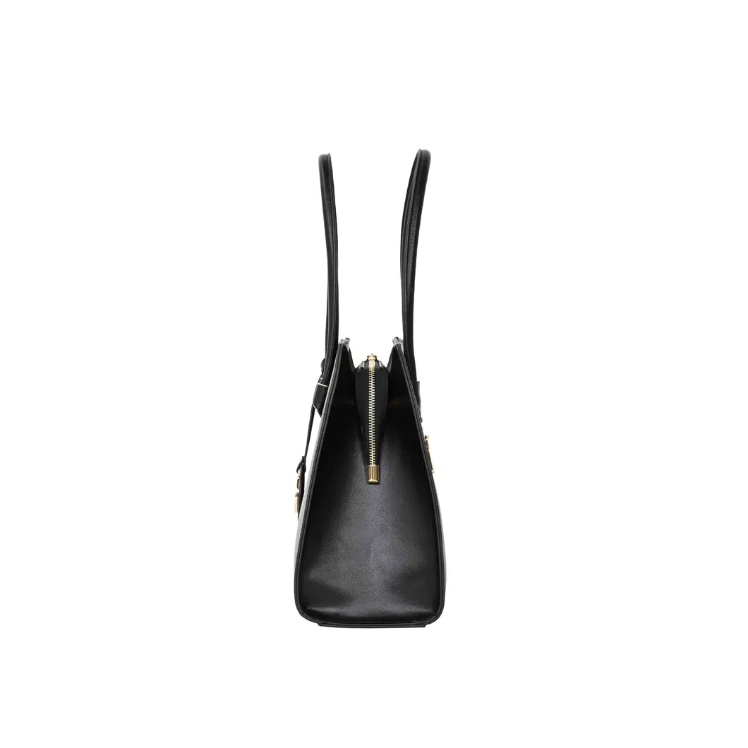 Refined Minimalism with Black PU Leather Tote Handbag for Women
