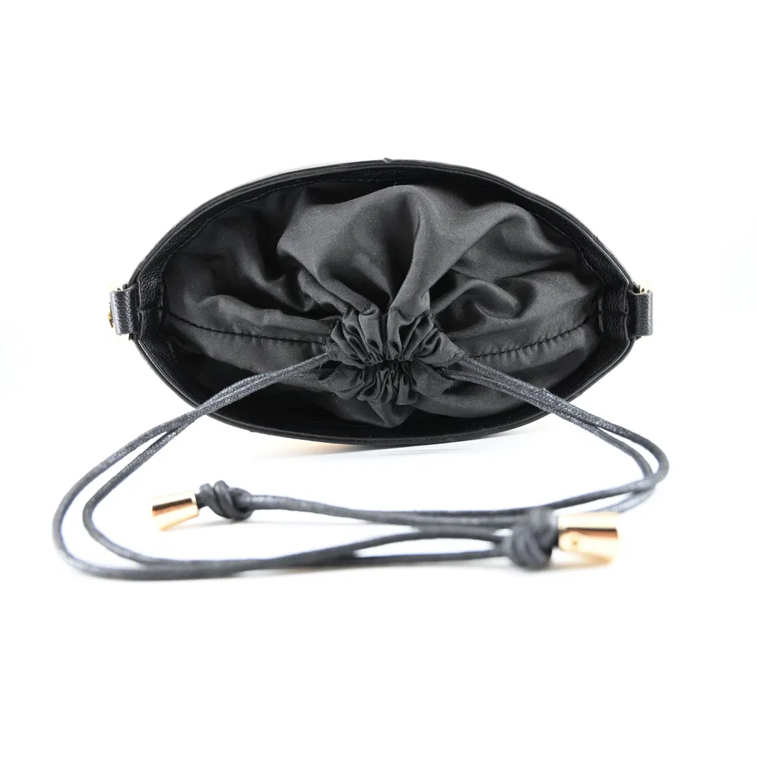 Chic Minimalist Women&prime;s Drawstring Bucket Bag in Black and Brown