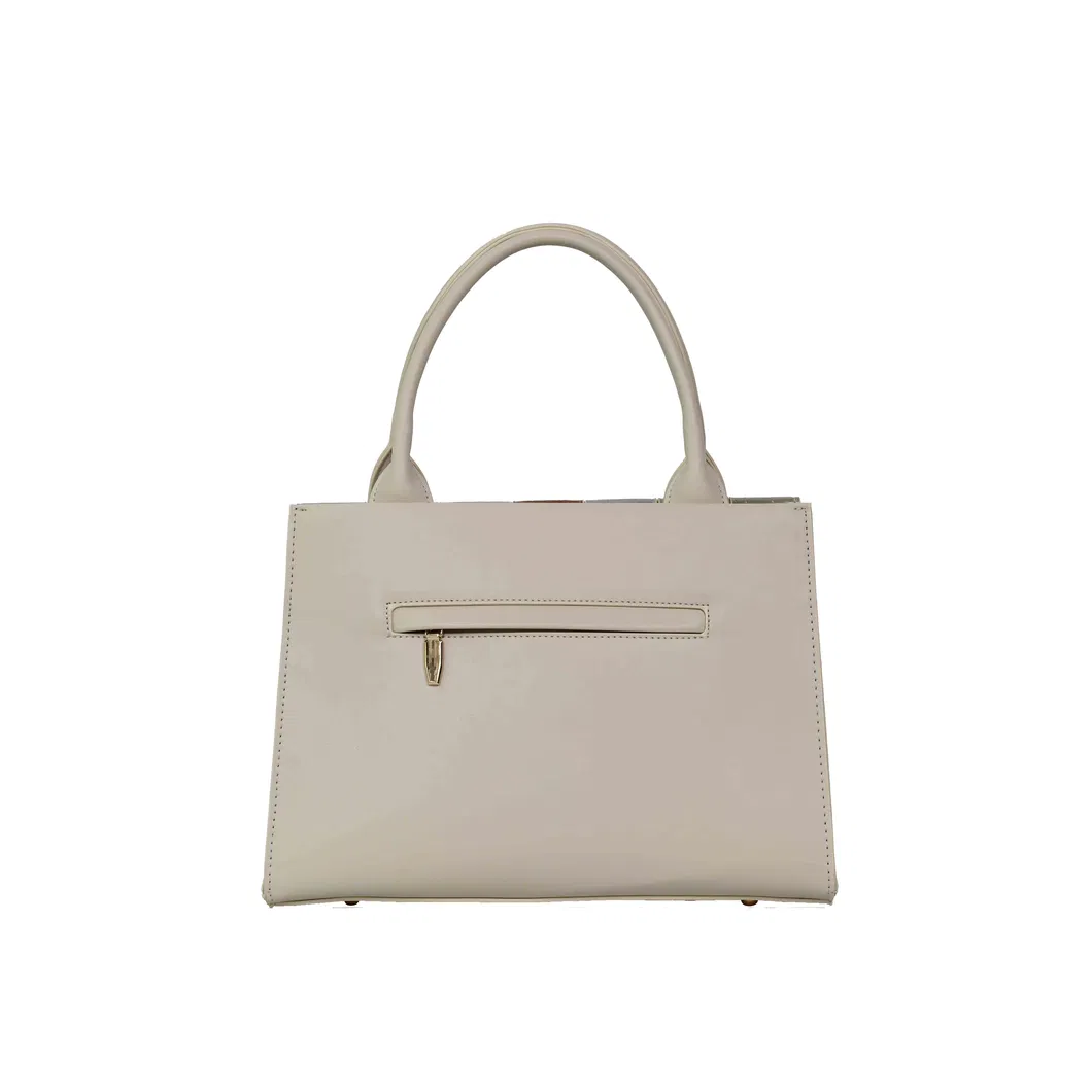 Chic off-White Handbag with Silver Accents for Women