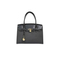 PU Material Black Ladies′ Handbag Tote with Gold Lock Design