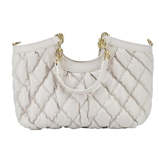 Chic off-White Diamond Pattern Tote Bag for Stylish Women
