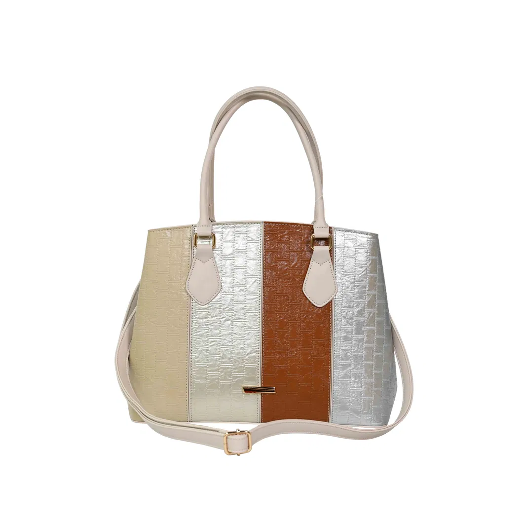 Trendy and Minimalist Women&prime;s Handbag with off-White Splicing