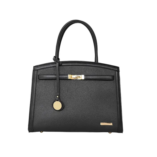 Elegant Women′s Tote Handbag: off-Black PU Splicing and Minimalist Design