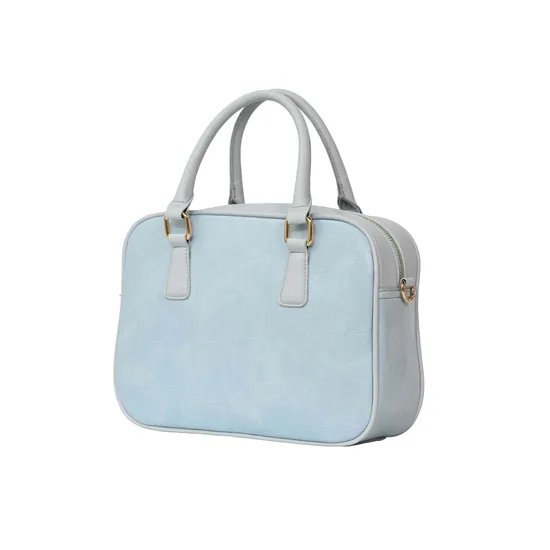 Fashionable Blue PU Handbag with Adjustable Shoulder Strap for Women