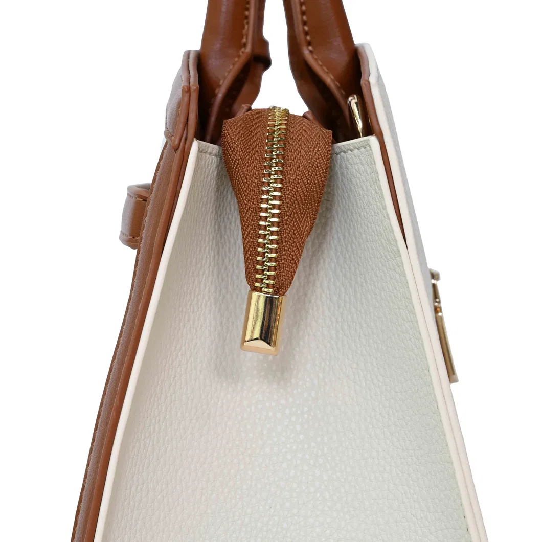 The Brown Essential with PU Tote Bag with Gold Lock Detail