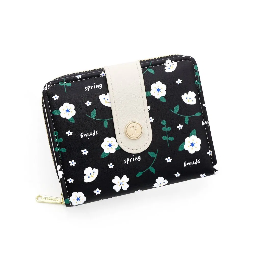 Refreshing Small Floral Design Ladies&prime; Wallet in Morandi Color Tones