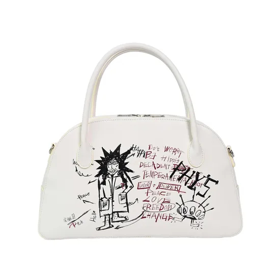 Elegant White Handbag with Featuring Unique Japanese Design Details