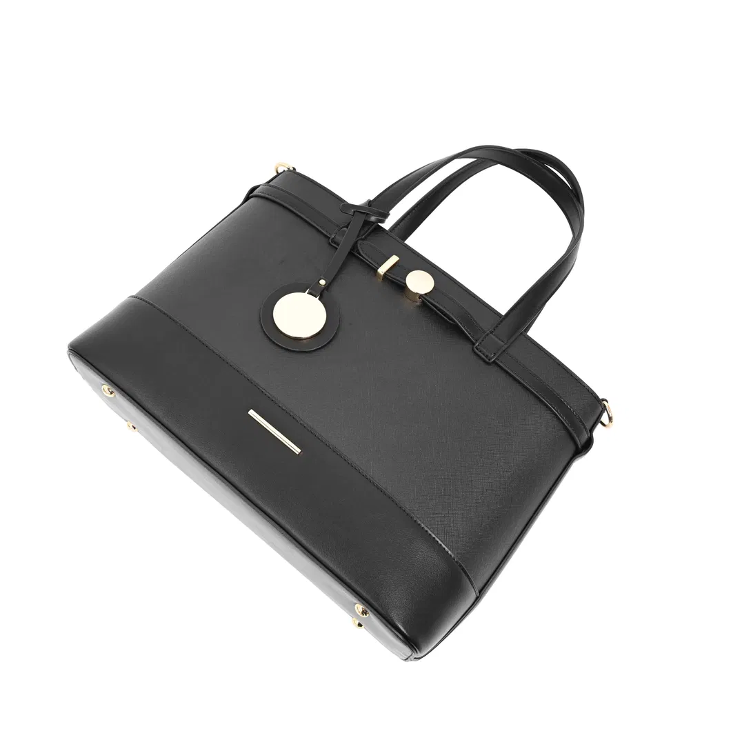 Elegant Black PU Leather Tote Bag with Masterclass in Minimalist Sophistication