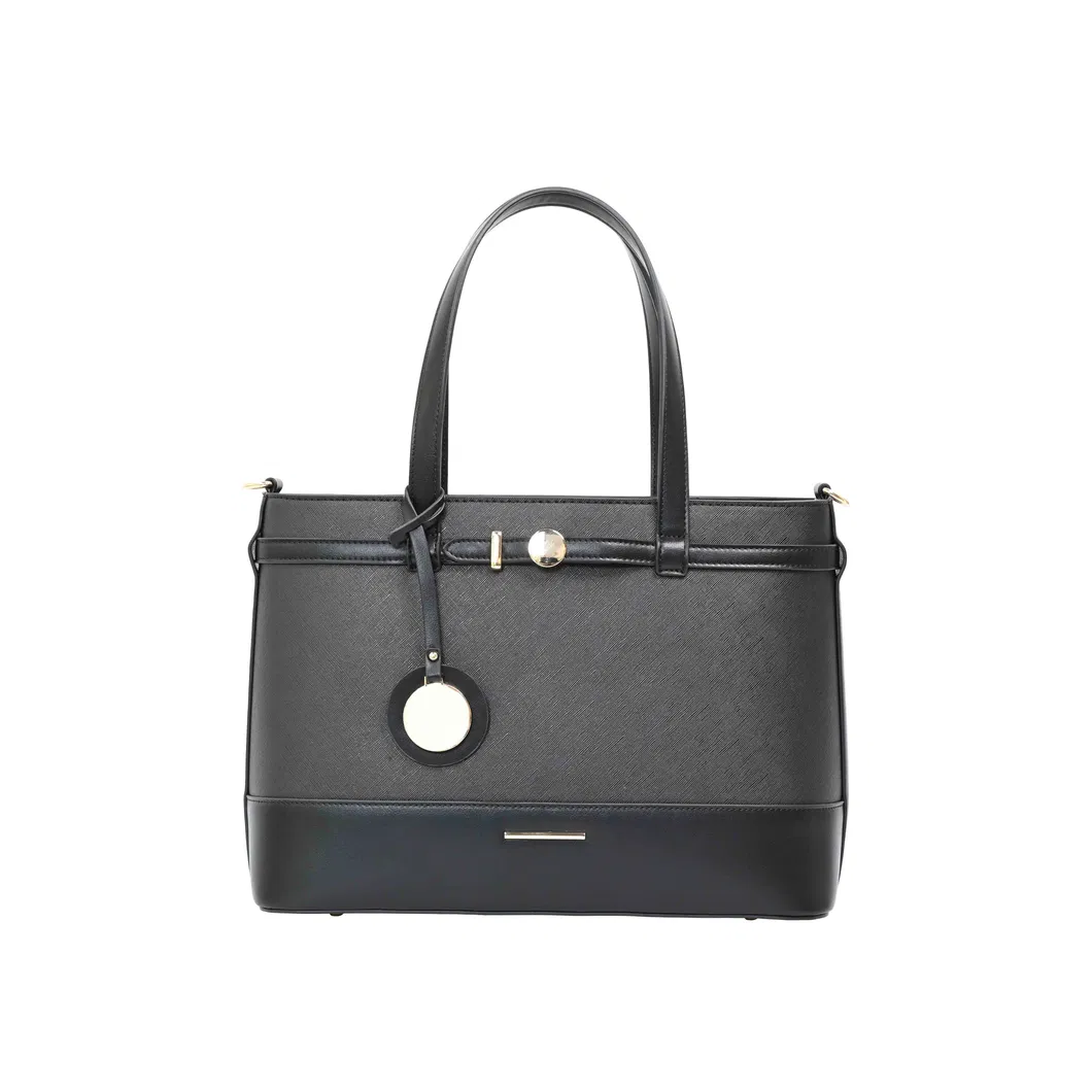 Elegant Black PU Leather Tote Bag with Masterclass in Minimalist Sophistication