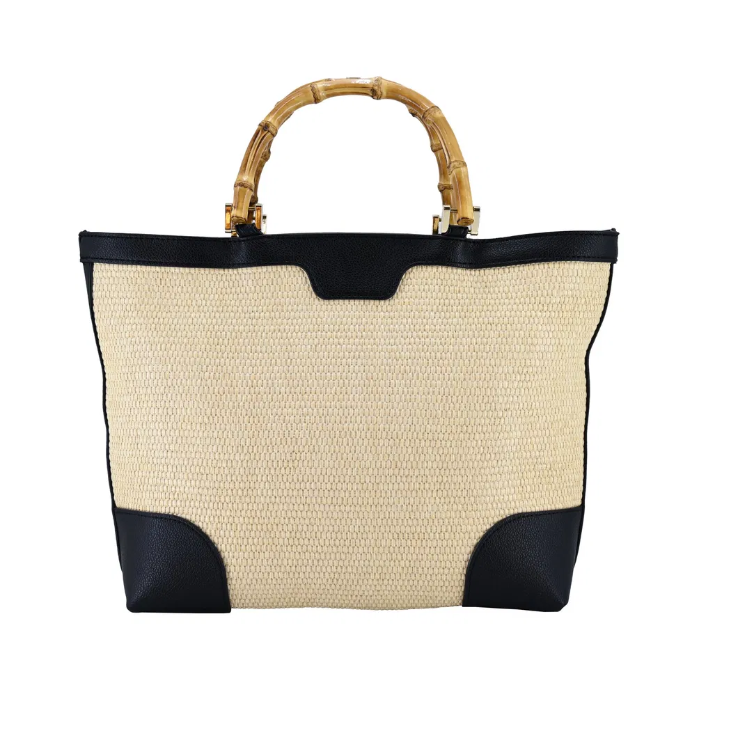 Sustainable Style: Woven Tote Bag with Bamboo Handles for The Eco-Chic Woman