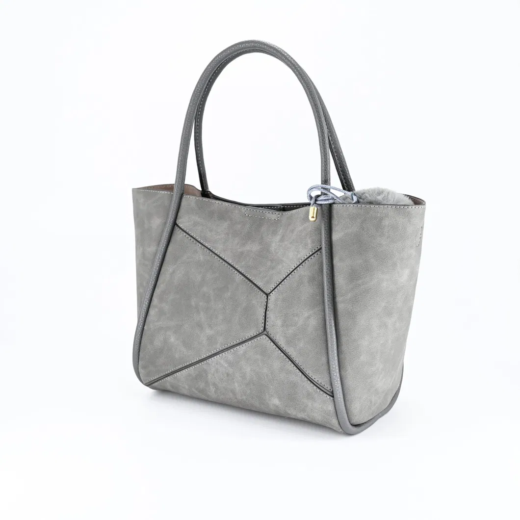 Textured Gray Handbag with Chic Essential for Stylish Women