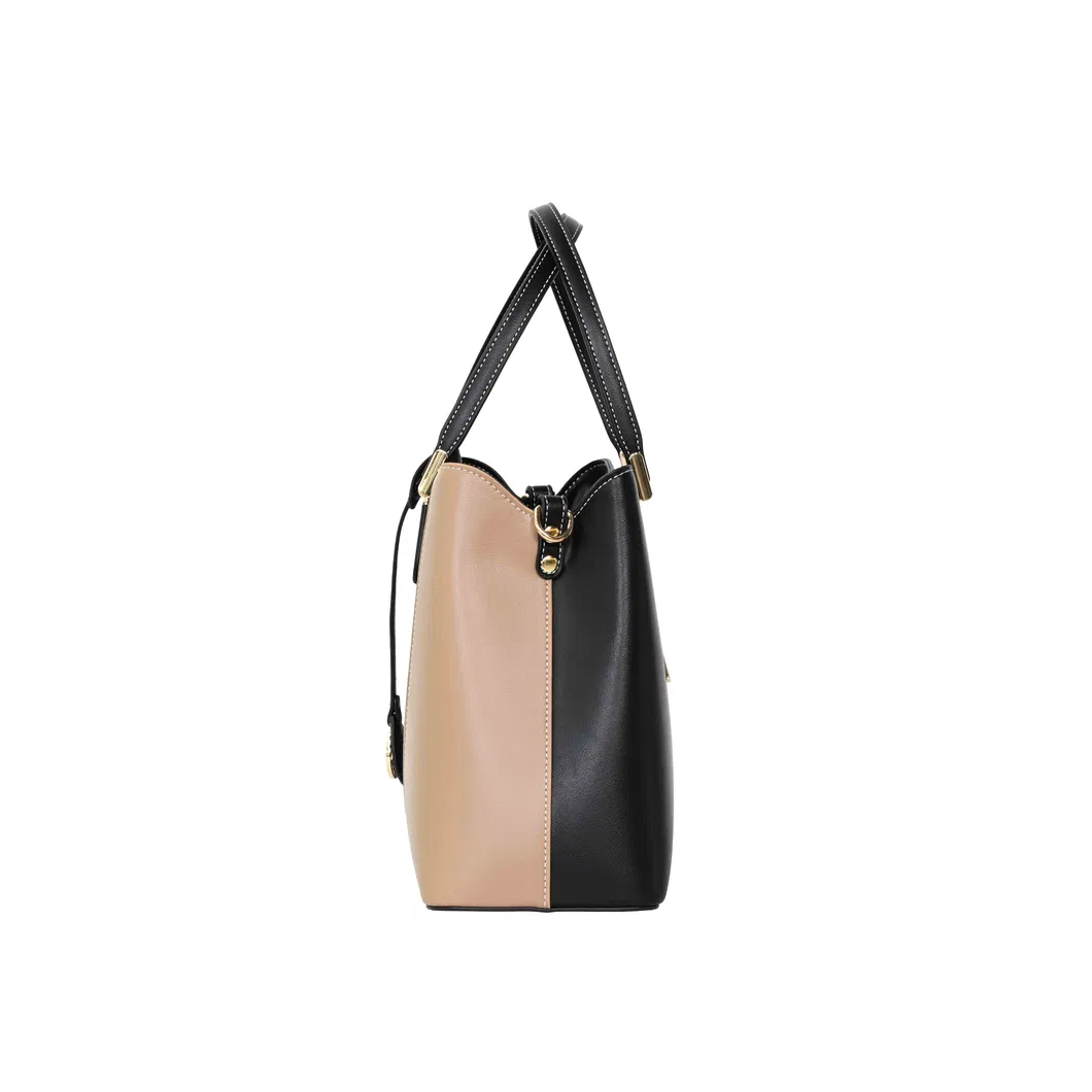 Trendy Brown and Black Patchwork Tote Bag for Fashionable Women