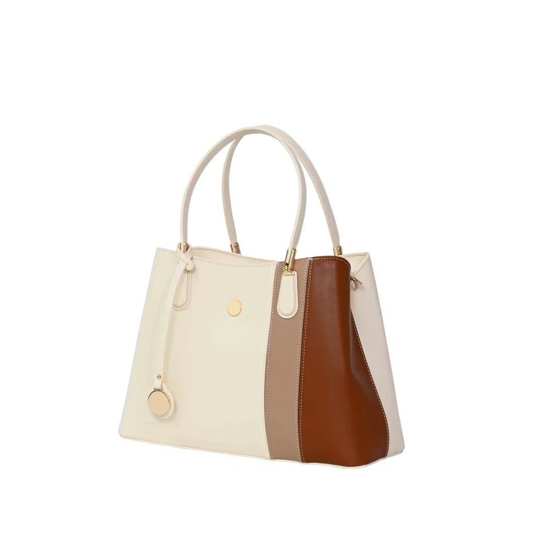 Elegant Women&prime;s Handbag with Chic Beige and Brown Accents