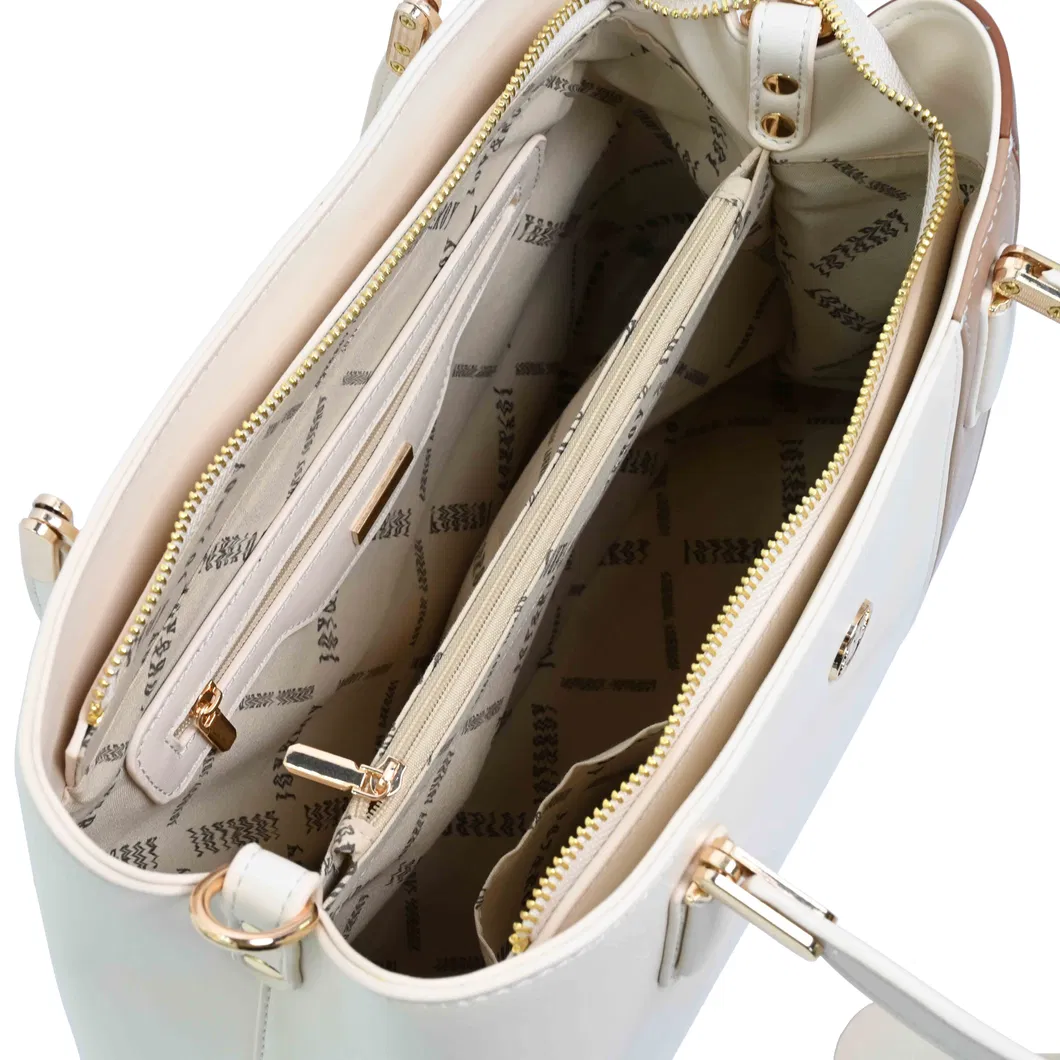 Elegant Women&prime;s Handbag with Chic Beige and Brown Accents
