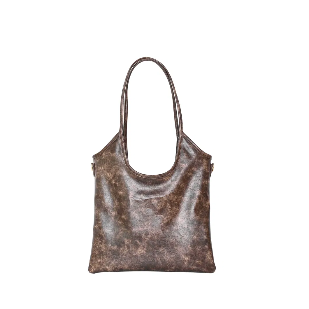 Vintage Brown Textured Women&prime;s Shoulder Tote Bag for Everyday Use