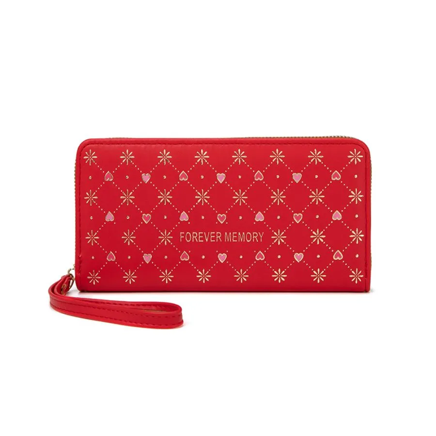 Stylish Diamond Heart Design Zippered Women&prime;s Wallet and Card Holder