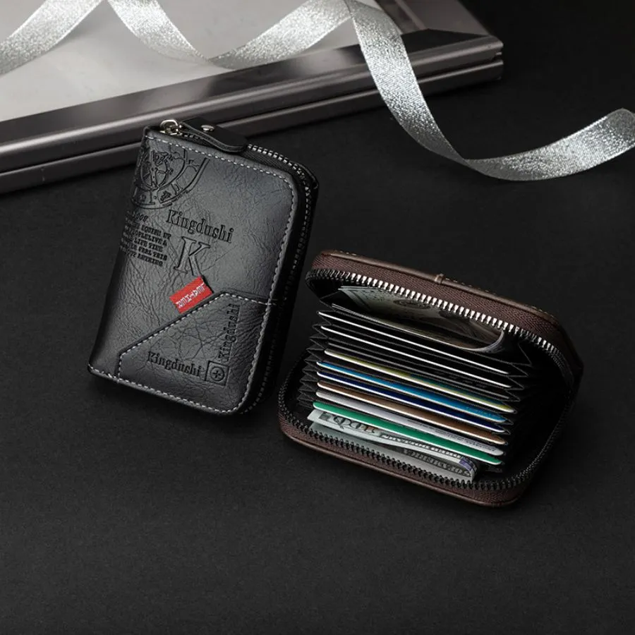 Elegant Black and Brown PU Leather Men&prime;s Wallet and Card Holder