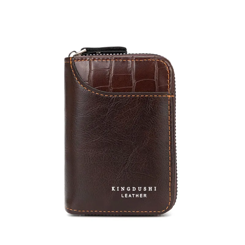 High-Quality PU Leather Men&prime;s Card Holder and Wallet with Zipper Design