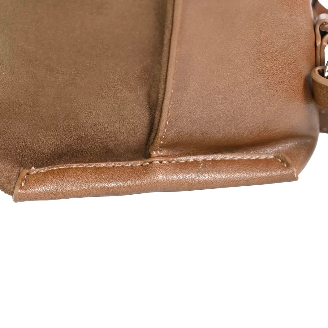 Fashionable Versatile Minimalist Brown Leather Tote Bag Shoulder Bag with Texture Style Backpack