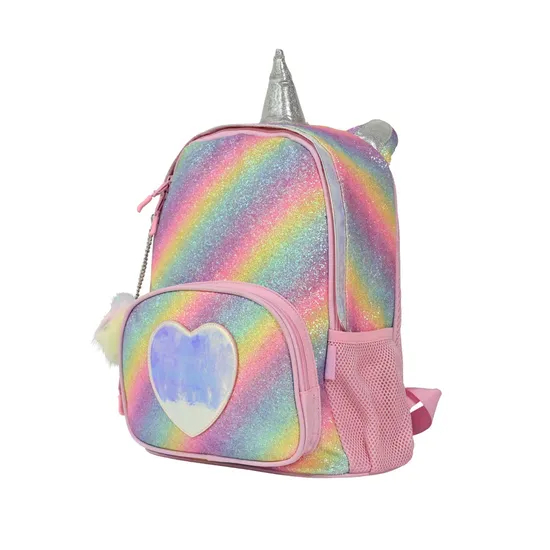Colorful Pink Unicorn-Themed Girls′ Campus Backpack and Shoulder Bag