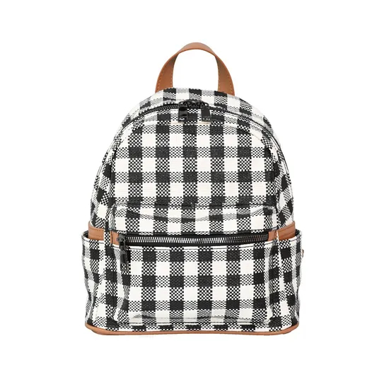 Stylish Black and White Checkerboard Backpack for Daily Use