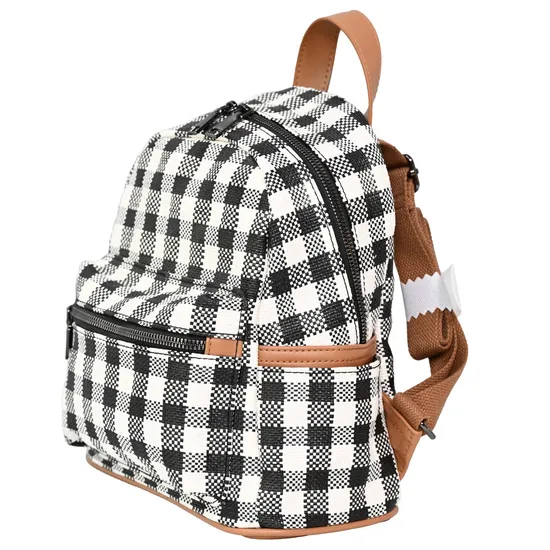 Trendy Black and White Checkered Backpack for Stylish Women