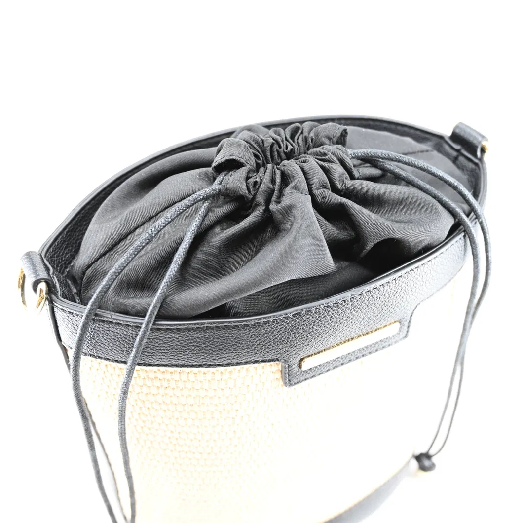Chic Black and Brown Minimalist Bucket Bag for Fashionable Women
