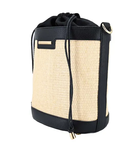 Chic Black and Brown Minimalist Bucket Bag for Fashionable Women