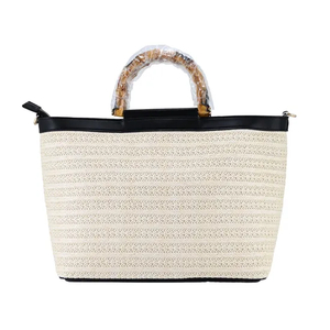 Stylish Bamboo Handle Woven Tote Bag for Women