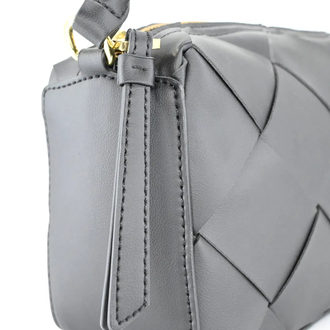 Elegant Black PU Handbag with Chic Square Checkered Design