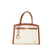 Chic Brown PU Tote Bag with Stylish Gold Lock Closure