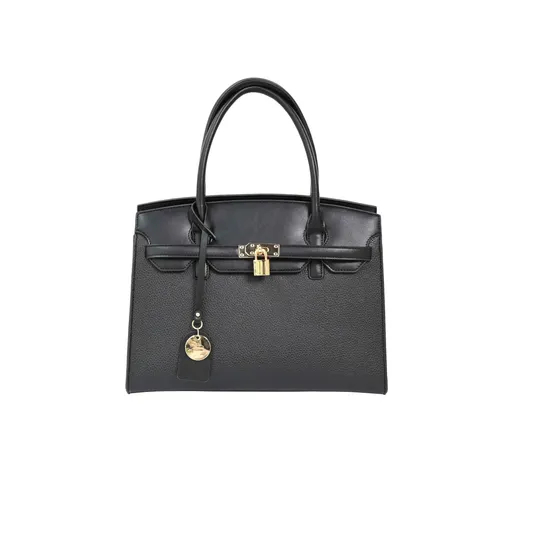 Chic Brown PU Tote Bag for Women Featuring Elegant Gold Lock