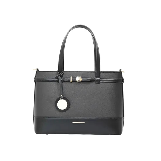 Sophisticated Simplicity: Black Minimalist Tote Bag in PU Leather