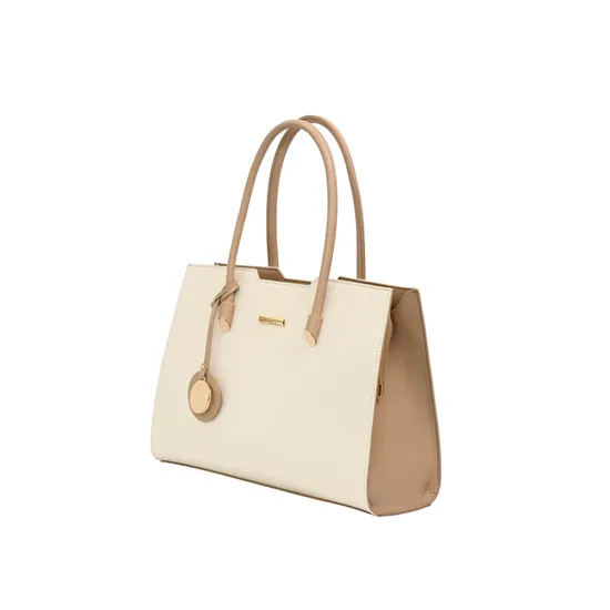 Elegant Minimalism with Beige-Brown PU Leather Tote Handbag for Women