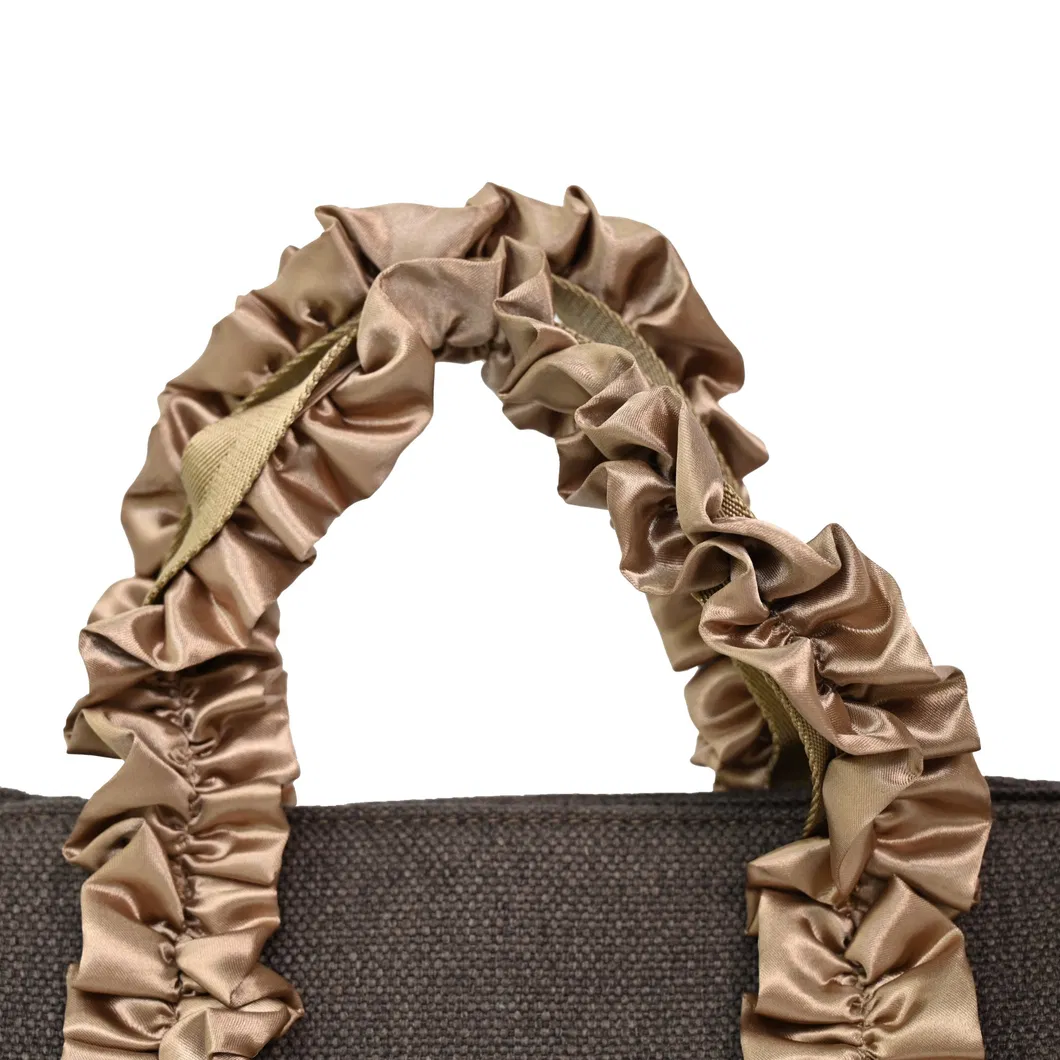 Stylish Women&prime;s Tote Bag with Chic Brown Ribbon Accents