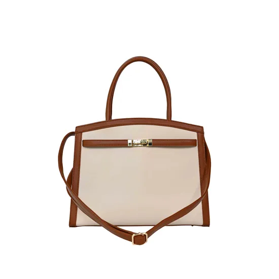 Elegant Brown Women′s Handbag Featuring Stunning Gold Buckle