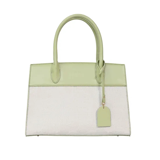 Chic off-White and Green Tote Handbag for Modern Women