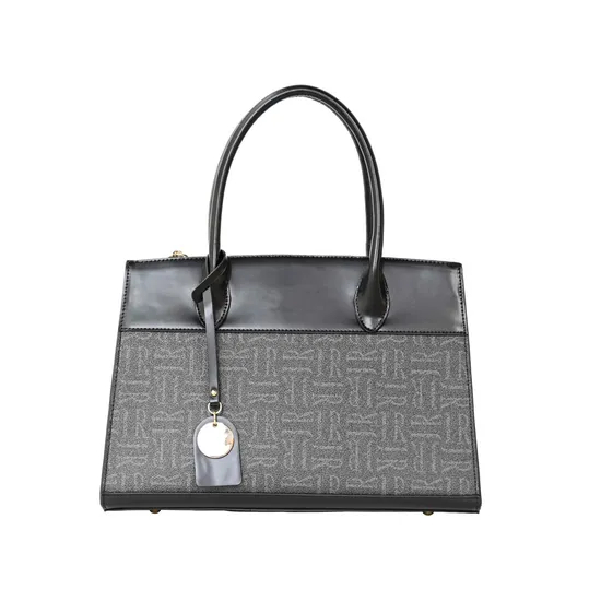 Women′s Tote Handbag with off-Black Splicing and Clean Design