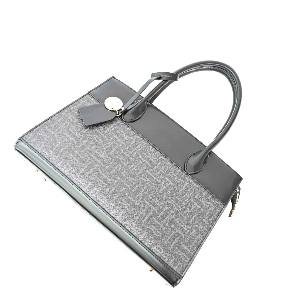Women&prime;s Tote Handbag with off-Black Splicing and Simple Design