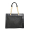 Chic Black Woven Tote Bag with Elegant Gold Chain Accents for Modern