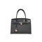 The Brown Essential with Black PU Tote Bag with Gold Lock Detail