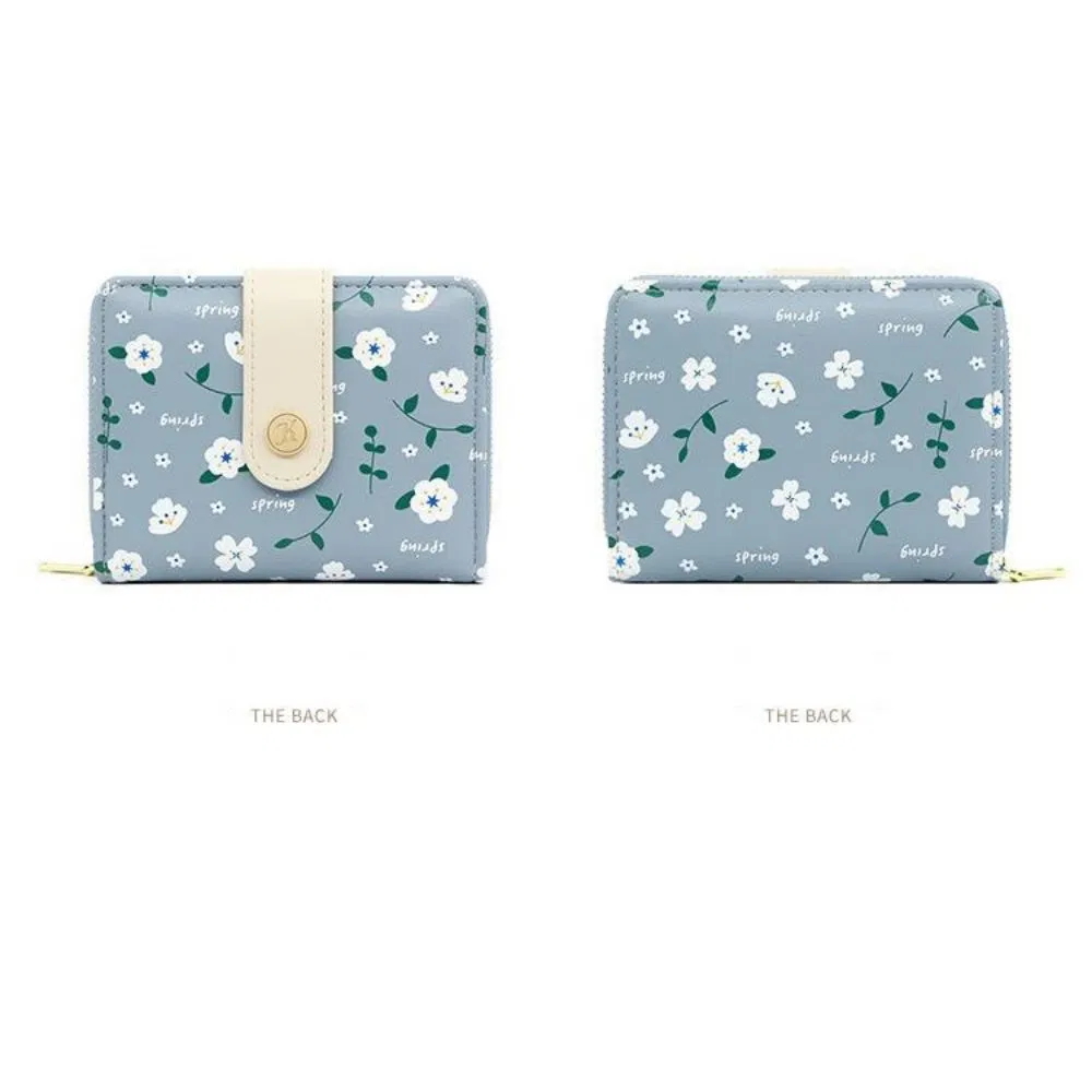Refreshing Small Floral Design Ladies&prime; Wallet in Morandi Color Tones