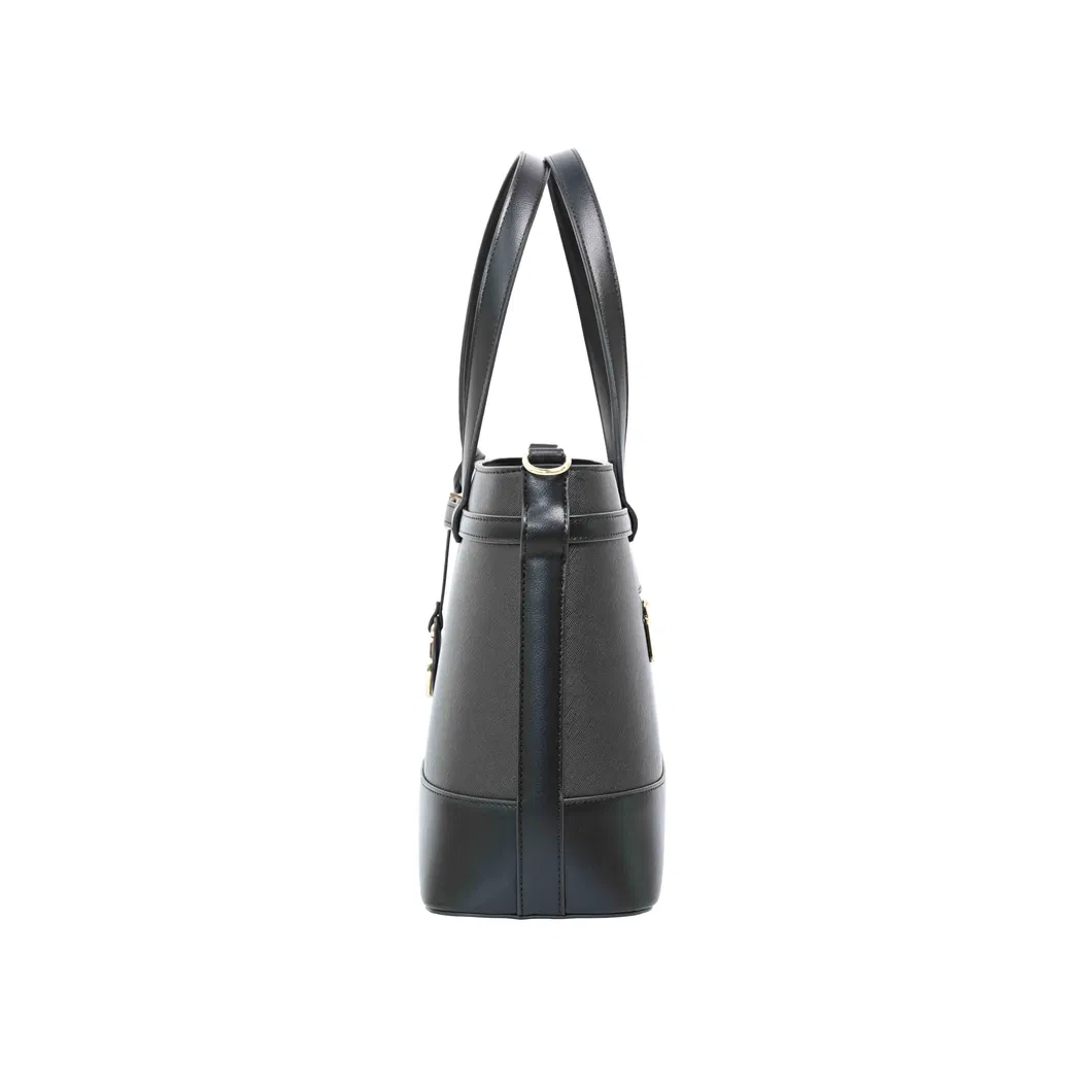 Elegant Black PU Leather Tote Bag with Masterclass in Minimalist Sophistication