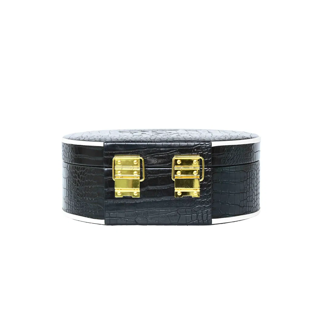 Stylish Black Jewelry Organizer Box for Women, Customizable Storage
